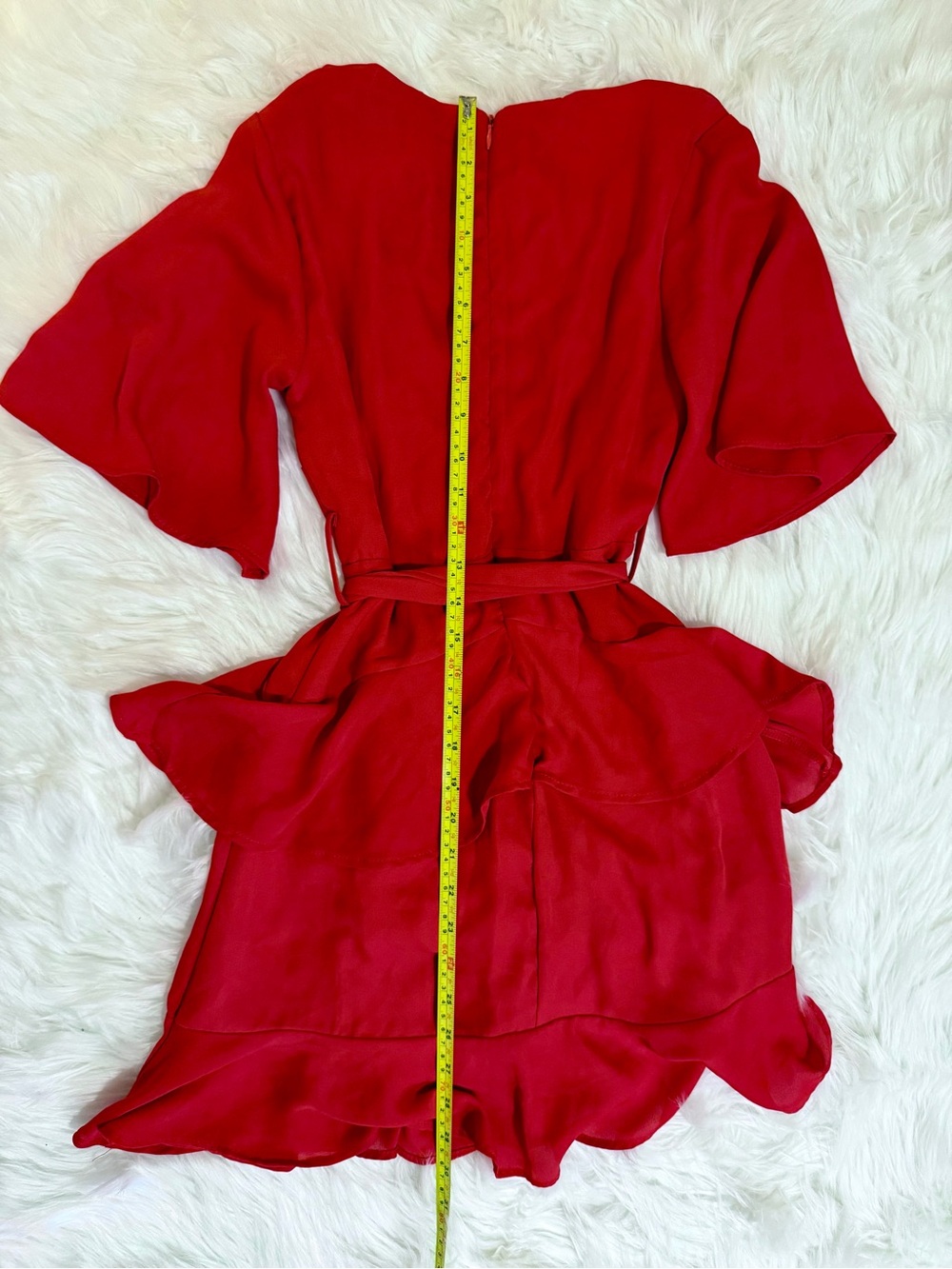 Altar’d State Red Ruffle Wrap Mini Dress XS Made in USA - Picture 11 of 13